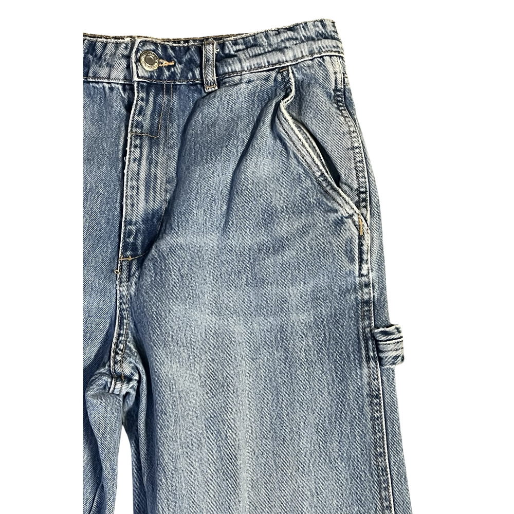 Zara Jeans Womens 6 Blue Carpenter Utility Straight Leg High Rise‎ Denim - Picture 3 of 9